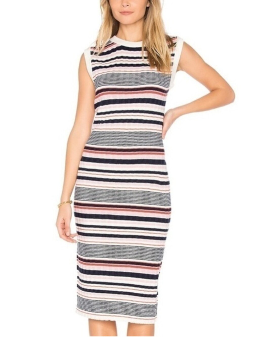 Cupcakes and Cashmere Striped Knit Midi Dress Size Small